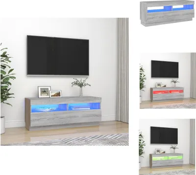 Zdjęcie produktu dla vidaXL Szafka pod TV z oświetleniem LED Szara Sonoma 100x35x40 cm - Meble TV