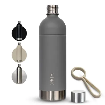 Image de VIOK Bouteille pour Aarke Carbonator 3 & 2 et Smeg, machine à eau gazeuse et machine à soda, compatible Brita SodaOne, Sodapop Cooper & Philips - Gris