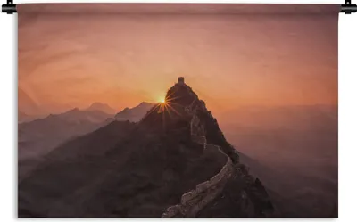 Produktbild von MuchoWow® Wandteppich Wandbehang Chinesische Mauer bei Sonnenaufgang 120x80 cm Tapisserie Dekoration Wandtuch - Wanddekorationen - Wandtücher