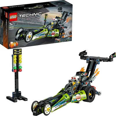 Produktbild von LEGO 43103 Technic Dragster pretekárske auto a horúca cesta, sada 2v1, pretekárske auto pre deti od 7 rokov, hračka, vozidlá do zbierky