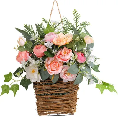 Produktbild von Hängender Hortensienkranz – Frühling/Sommer, wiederverwendbarer Korb, elegant, für Tür/Garten