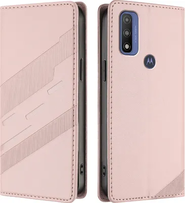 Produktbild von Hülle für Motorola G Pure/Moto G Play 2023, Kunstleder Brieftaschen Handyhülle mit Kartenfach und Standfunktion Pink