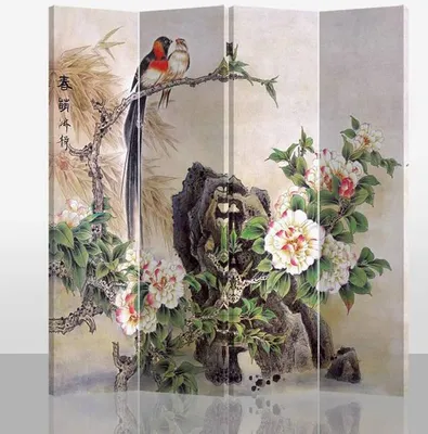 Zdjęcie produktu dla Fine Asianliving Screen Room Divider Spanish Wall Partition Room Divider Room Divider Privacy Screen Japanese Oriental Chinese L160xH180cm Printed Canvas Double Sided Asian