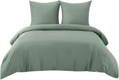 Produktbild von Unyqoos® 100% Baumwolle Bettwäsche 155 x 220 cm, 2 Kissenbezüge 80 x 80 cm – Reißverschluss, Eckbänder, -, weiche atmungsaktive Qualität