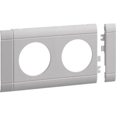 Produktbild von Hager Blende 2-fach Steckdose zu Oberteil 80mm anreihbar halogenfrei lichtgrau, Hellgrau, Acrylnitril-Butadien-Styrol (ABS), Hager, 152 mm, 80 mm, 1 Stück(e)
