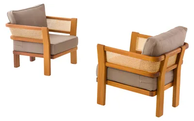 Zdjęcie produktu dla Stylowy fotel z tkaniny w kolorze beżowym o nowoczesnym designie, odporny na warunki atmosferyczne