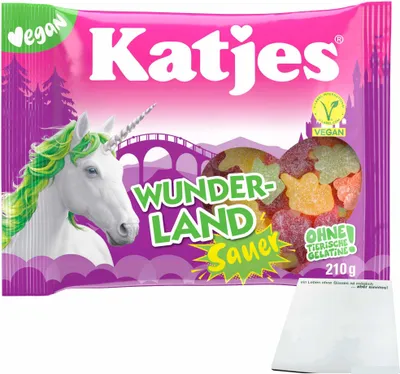 Produktbild von Katjes Wunderland Fruchtgummi Sauer (210g Packung) + usy Block