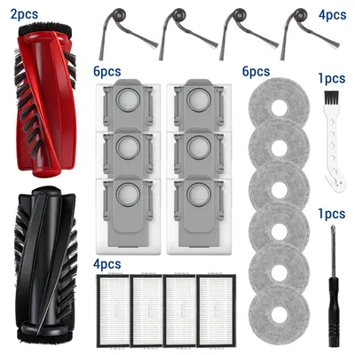 Produktbild von Zubehör für Roborock Saros 10R / Saros 20 / Qrevo CurvX / Qrevo Curv 2 Pro / 2 ProX Saugroboter – Hauptbürsten, Staubbeutel,  Wischpads, HEPA-Filter