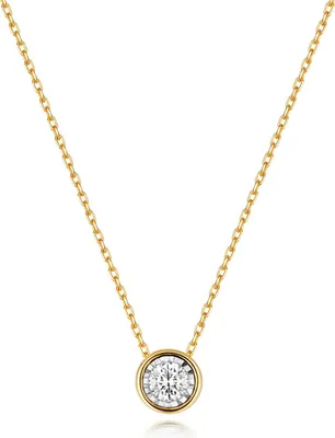 Produktbild von Funkelndes Feuer Edle 9 Karat (375) Gold Damen - Diamant Halskette Brillant-Schliff 0.15 Karat H - I1 - 42cm*6mm; TRS354379KY