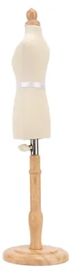 Produktbild von Professionelle Mannequin für Kleidung – Damenkleid – Aus Buchenholz – Runde Holzbasis – Langlebig – Mit 3 Accessoires – Kleiderständer