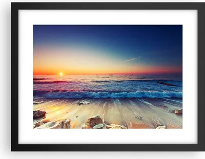 Produktbild von Gerahmtes Poster - Schwarzer Rahmen - Meer Strand Welle - 40x30 cm - Wand Bild - Wanddeko - Wandbilder - Kunstposter - Wandposter - Bilderrahmen - Bilder - Kunstdruck - Wandbild - P2BAA40x30-3613