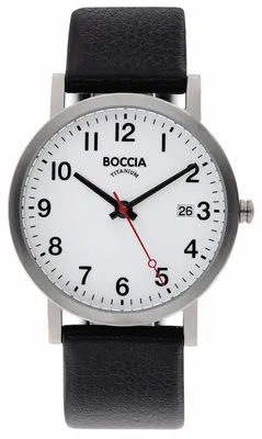 Produktbild von Boccia Herren Armbanduhr Classic 3622-03 Reintitan mit Lederband schwarz