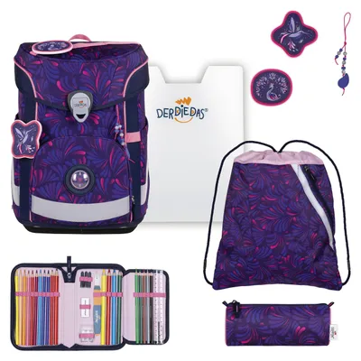 Productafbeelding van DerDieDas schooltas ErgoFlex Easy Set 6-delig Magical Bloom paars