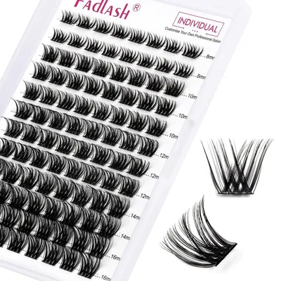 Immagine prodotto di Ciglia finte a ciuffetti, 96 pezzi, 40D, 0,07 mm, curvatura D, lunghezze miste da 8 a 16 mm, per applicazione fai-da-te