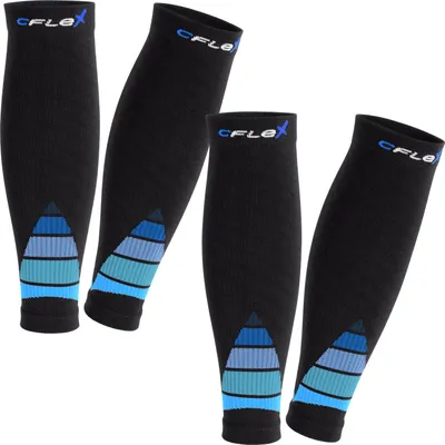 Produktbild von CFLEX Sport-Wadenkompressionsstrümpfe für Männer und Frauen (2 Paar) – Schwarz Blau