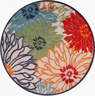Image de CHIMEKA tapis rond d'extérieur tissé en kilim