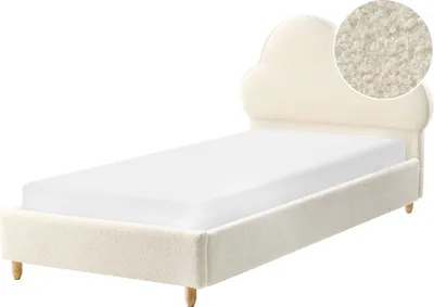 Zdjęcie produktu dla BELIANI Łóżko złamana biel boucle tapicerowane 90 x 200 cm ze stelażem nowoczesne do sypialni pokoju dziecięcego
