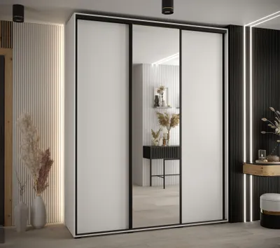 Produktbild von Kleiderschrank ASIRI 3 - 190/45 cm, weiß/schwarz