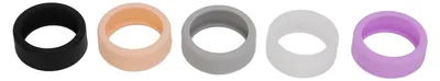 Produktbild von 5 Stück Smart-Ring-Hülle, schwarz, weiß, grau, rosa, lila, Silikon, elastisch, kratzfest, hautfreundlich, S für Größe 6, 7, 8, 9, 10