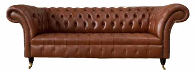 Produktbild von Chesterfield Sofa 3 Sitzer Braun Modern Polster Leder Wohnzimmer Design