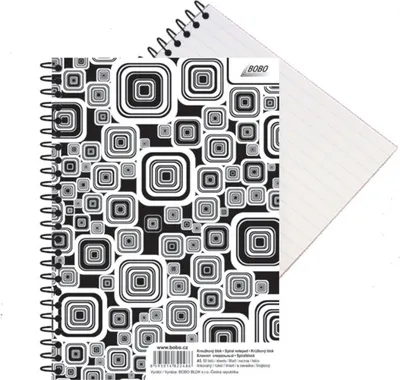 Obrázek produktu pro Blok BOBO Black & White se spirálou -  A5 / linka / boční spirála