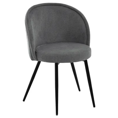 Obrázek produktu pro BEAUTYSOFA | Moderní čalouněná židle GAPPO, tmavě šedá, jídelní židle s opěradlem, kuchyňská židle, jídelní židle s kovovými nohami v černé barvě