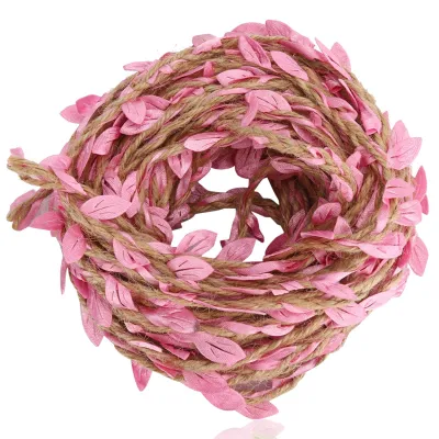Künstliche Weinrebe, Hanfseil, Jutegirlande, 10 m, rosa