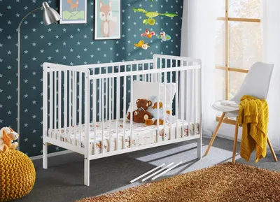 Produktbild von Babybett Schlafzimmer Kinderbett Möbel Kinderzimmer Designer weiß Möbel Neu