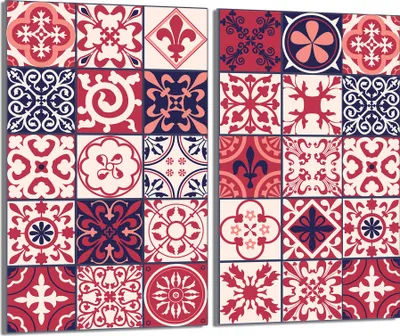 Immagine prodotto di Piastre copri fornelli 2 pezzi 30x52 Coperchio per piano cottura in Vetroceramica, rosso mosaico