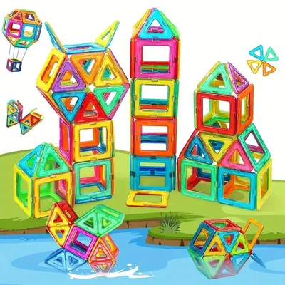 Image de 110 blocs magnétiques de construction, jouet pour enfants. Blocs magnétiques de construction