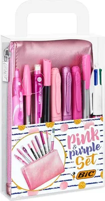 Image de Bic 9642801 BIC Schreibset "PINK & PURPLE" mit Schlamper-Etui, 10-teilig