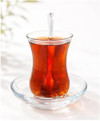 Produktbild von 18-teiliges türkisches Teeservice mit optischem Effekt, bestehend aus 6 Teetassen, 6 Untertassen, 6 Teelöffel, ein komplettes Set für 6 Personen