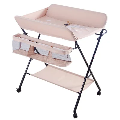 Produktbild von Baby Wickelkombi ,Klappbarer Wickeltisch,Wickelregal mit Ablagefläche für Wickeln Tücher Wechseln Pflegen Hellrosa
