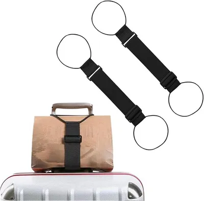 Produktbild von PolkaHome® 2er Set Elastische Gepäckriemen für Koffer & Taschen – Verstellbare Koffergurte, 26-40 cm, Schwarz