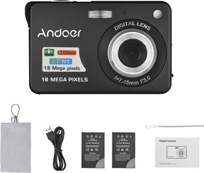 Image de Andoer 18M 720P HD Caméra numérique caméscope avec 2 batteries 8X Zoom numérique anti-shake 2,7 pouces LCD Cadeau de Noël pour enfants