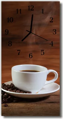 Produktbild von Tulup Glasuhr Wanduhr Küchenuhr Echt-Glas 30x60 Tasse Braun