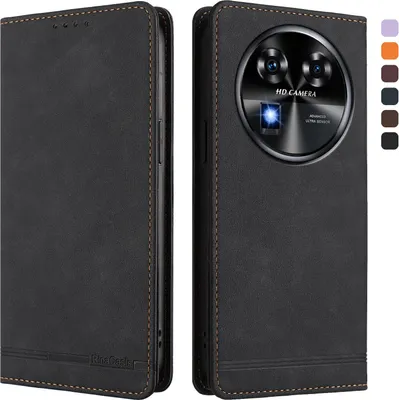 Obrázek produktu pro Pouzdro pro Oukitel C37, retroPolyuretankožené flip pouzdro s stojánkem a přihrádkami na karty Černý