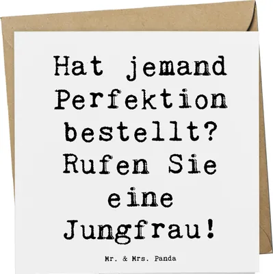 Produktbild von Mr. & Mrs. Panda Grußkarte Spruch Jungfrau Perfektion - Weiß - Geschenk, analytisch, Liebe zum Detail, Geschenke Sternzeichen, Klappkarte, Astrologie, Glückwunschkarte