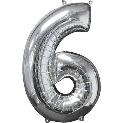 Zdjęcie produktu dla amscan® 3196001 Balon foliowy XL cyfra 6 - srebrny