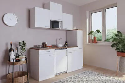 Produktbild von Küche Miniküche Singleküche Küchenzeile Küchenblock Weiß Luis 180 cm Respekta