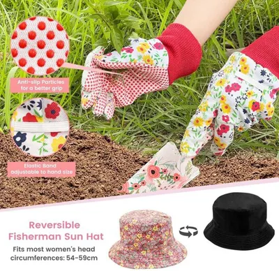 Produktbild von Unyqoos 7-teiliges Gartenwerkzeugset mit Sonnenhut und praktischer Handyhalterung für Gartenliebhaber