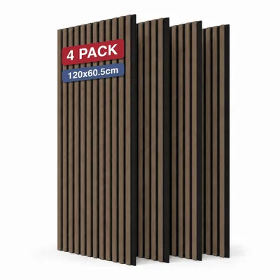 Produktbild von STEGU Linea Acoustic PROline 4er Set Akustikpaneele 120x60,5 cm Holzlamellen MDF Nussbaum