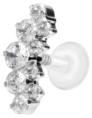 Produktbild von Ohrpiercing, Nasenpiercing PTFE Labret mit Innengewinde + Titan-Aufsatz KRISTALLBOGEN Silber Stablänge: 5mm | Stabstärke: 1,2mm