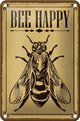 Produktbild von Blechschild Hinweis 12x18cm Bee happy  Biene Honig Imkerei