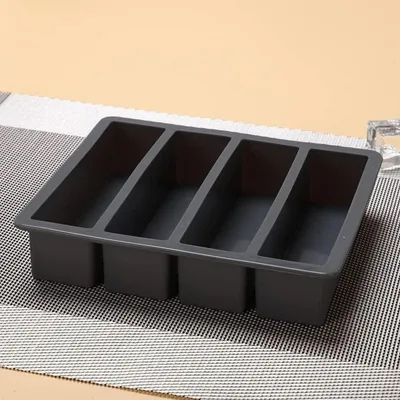 Image de Moulette en silicone pour beurre, avec couvercle, rectangulaire, noire/transparente