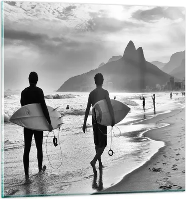 Produktbild von Bilder auf glas - Meer Welle Surfen - 60x60cm - Glasbilder - Wandbilder - Kunstdruck - zum Aufhängen bereit - Wanddekoration aus Glas - Glas Bilder - Wandbild auf Glas - Einteilig - GAC60x60-3745