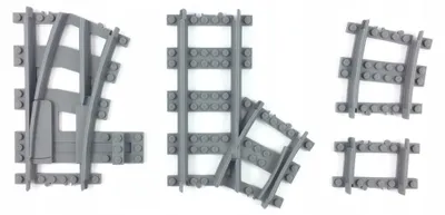 Productafbeelding van Trixbrix Wissel rechts R40, modulair – rails voor LEGO® City trein, accessoires compatibel met klemblokjes