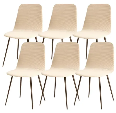 Produktbild von Omgoods – Set aus 6 Esszimmerstuhlbezügen – Waschbare, skandinavische Bezüge in Beige