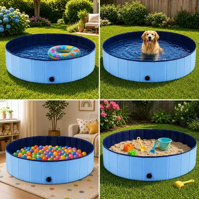 Immagine prodotto di Piscina pieghevole da giardino per cani e animali domestici, per rinfrescarsi e lavarsi, 160x30 cm