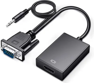 Produktbild von VGA zu HDMI Adapter mit Audio & USB-Ladekabel | 1080P 60Hz Stecker-Buchse Konverter für ältere PCs, Monitore, Projektoren, TVs und HDTVs
